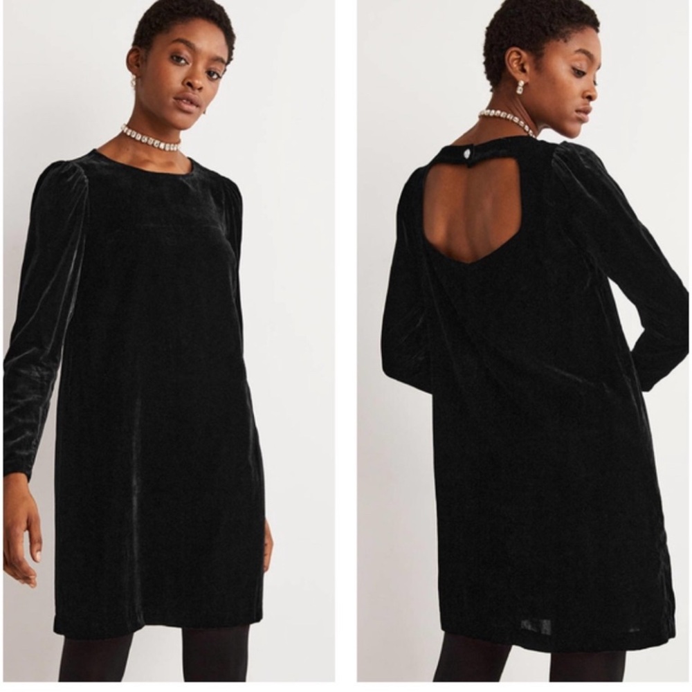 Boden LBD black velour dress velvet US 8 evening opera christmas nye